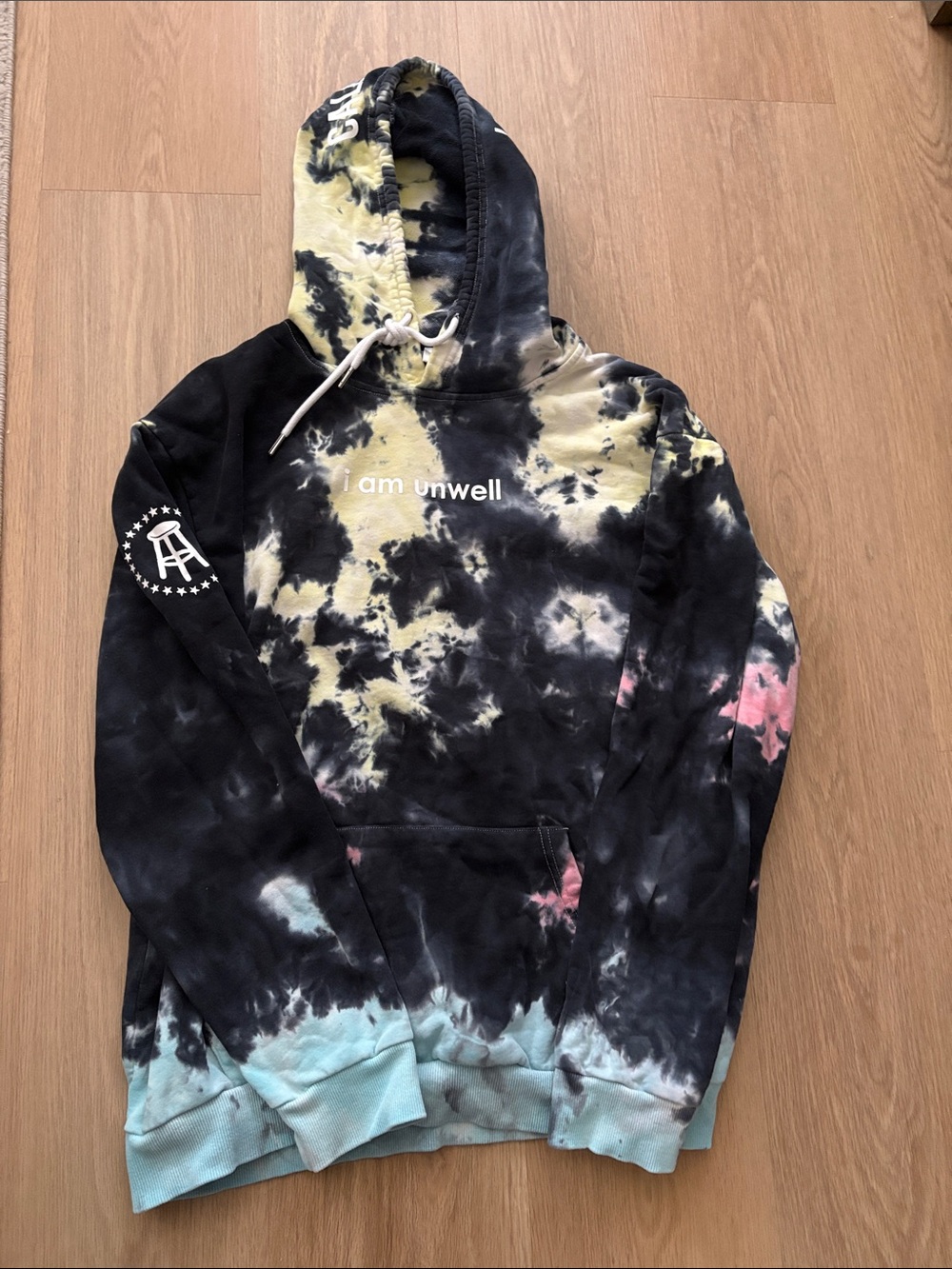 Barstool 'I Am Unwell' Tie-Dye Hoodie - Black, Yellow, Blue